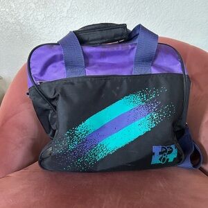 Retro Black, Purple and Teal Bowling Ball Bag 🎳